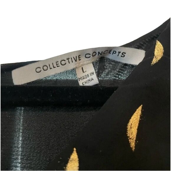 Collective Concepts Metallic Cocktail Maternity Party Dress Black Gold Women's S - Picture 8 of 11